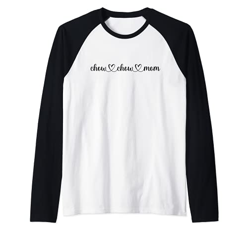 Dog Heart Love Chow Chow Mom Raglan Baseball Tee, Black