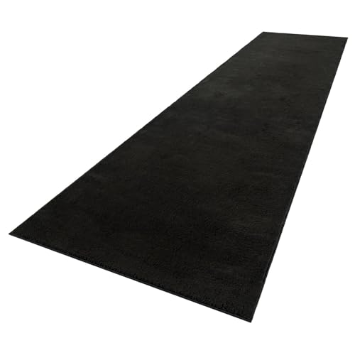 TT Home Large Rug Short Pile Monochrome Modern Design Washable, colour: Black, Size:60x100 cm