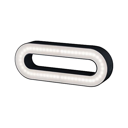 Paulmann Mobile 942.07 Luminaria Exterior LED Moval IP44 Blanco cálido, difuso, acrílico 94207 batería, portátil, iluminación jardín, móvil, luz para terraza, 3.5 W, Antracita, 35 x 13 x 5,5 cm
