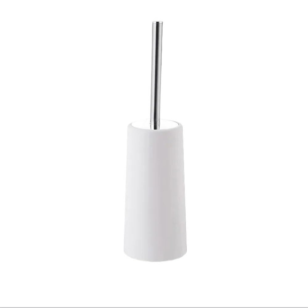Toilet Brush and Holder Bathroom Long Handle Plastic Toilet Brush Holder Set for WC Floor(White)