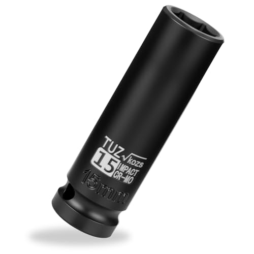 Image of 1 /2 Inch Drive 15mm Deep Metric Impact Socket,CR-MO,6 Point Radius Corner Design,Square Chamfered Opening,Axle Nut Impact Grade Socket for Easy Removal