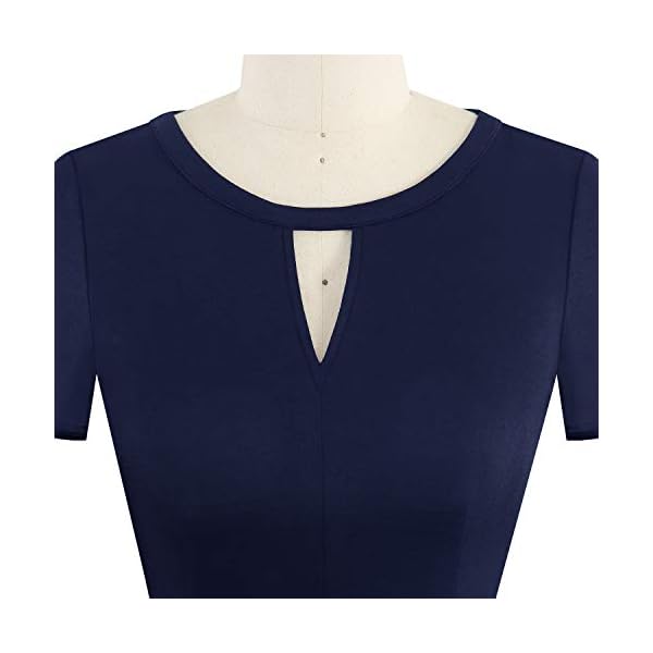 YATHON Vintage Party Dresses for Women Elegant Flower Print Pockets Short Sleeve Knee-Length Casual Swing Dresses for Junior Wedding Party (L, YT018-Navy Floral 01)