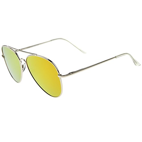 zeroUV Large Full Metal Color Mirror Teardrop Flat Lens Aviator Sunglasses 60mm3