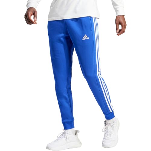 Adidas Men's Essentials Fleece 3-Stripes Tapered Cuff Pants, Semi Lucid Blue