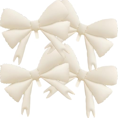 Image of 4 Pcs Large Bow Balloons, Light Apricot Bow Balloon Coquette Balloons for Light Apricot Bow Party Decorations Coquette Birthday Decorations