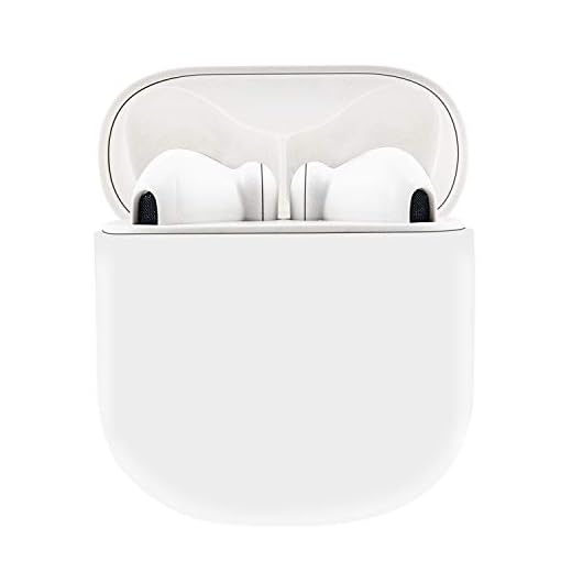 Trådlösa hörlurar, Bluetooth-hörlurar 5.0 med HD stereoljud, trådlösa hörlurar med inbyggd mikrofon och laddningsfodral, sport Bluetooth-headset med touch-kontroll, för Android och iOS – vit