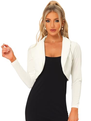Image of Allegra K Long Sleeve Velvet Shrug Top for Women's Open Front Cocktail Party Cropped Bolero Cardigan