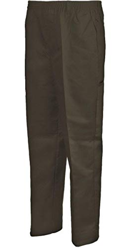 Benefit Wear Mens Full Elastic Waist 5-Pocket Pants with Mock Fly (XL, Brown)