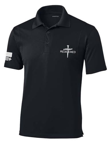 Trenz Shirt Company Mens Christian Polo Embroidered Redeemed Nail Cross Golf Polo