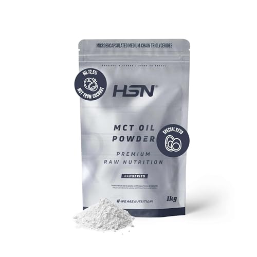 HSN Aceite MCT de Coco en Polvo | 1Kg = 100 Servicios | No Incluye Dosificador | Triglicéridos de Cadena Media Microencapsulados | Especial Keto | Vegano, Sin Azúcares ni Gluten