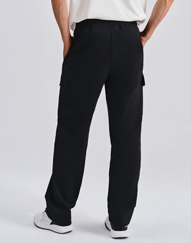 K-Swiss Mens Cargo Pants - Relaxed Fit Open Bottom Tapered Pants Sweatpants with Drawstring for Casual Lounge Outdoor, Black/Black S — view 2