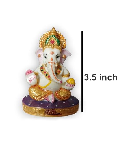 Image of Handmade Polyresin Ganesh Idol and Figurines for Spiritual Vaastu Pooja Decorative Sculpture for Puja Gifts & Decoration Items for Home Decor Showpiece (Gaddi Ganesha)
