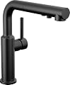 Delta Daneri Matte Black Kitchen Faucet with Pull-Out Sprayer, Modern Single Hole Kitchen Sink, Single Handle, Matte Black 16879-BL-DST