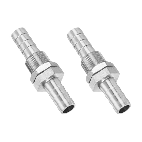 sourcing map 2 Pcs Brass Hose Barb Fitting Straight Connector Coupler, 5/16 ID Brass Fitting Air Hose Fittings for Connecting Water Fuel Air, Oil Hoses Silver