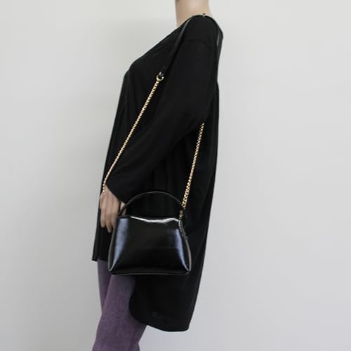 Bella Faux Leather Top Handle Grab Crossbody Bag in Black - Image 7