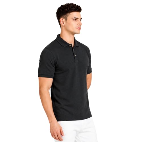 Image of Men's Plain Polo T-Shirt | Cotton Blend Regular Fit Casual Collar T-Shirt