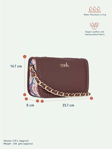 Image of ZOUK Small Shoulder Bag Bag for Women | Stylish Vegan Leather Shoulder Bag with Gold Chain Handle | Water-Resistant | Chic & Handcrafted Purse |