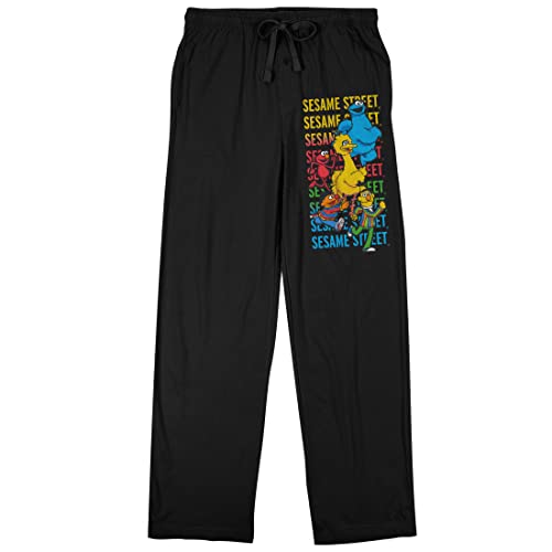 Run Run Sesame Street Men's Black Graphic Sleep Pajama Pants - Main Image