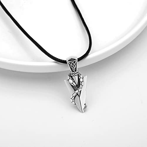 Conbo Arrow Necklace For Men 925 Sterling Silver Arrowhead Snake Pendant Necklace Cool Necklaces Arrow Rock Hip Hop Jewelry Birthday Father's Day Gift For Women Girls Teen #TOP1