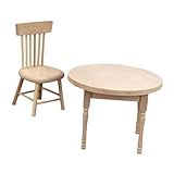 Meubles de maison de poupée : la table à manger ronde et les chaises présentent des détails réalistes, ce qui en fait un excellent ajout à toute maison de poupée ou exposition miniature, table à manger de maison de poupée, table et chaise miniatures