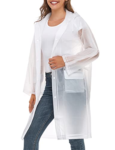 Image of Raincoats for Women Men Reusable Portable Waterproof EVA Long Rain Ponchos with Hoods