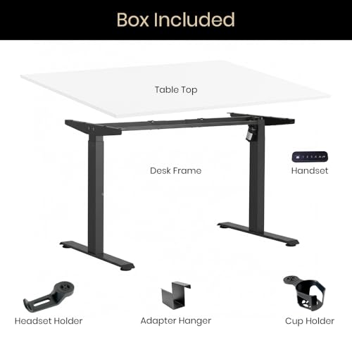 Image of Pulse Electric Height Adjustable Table Standing Desk with 4 Memory Presets| 1200 X 7500 CM (25mm White Top & Black Frame)| 80KG Wt Cap| 3 Year Warranty| Adaptor Hanger, Headphone & Cup Holder