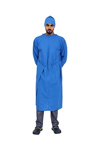 Polaris Medifabrics Mens Pure Cotton Hospital Surgical Ot Gown, Doctor Operation Gown, Round Neck Overlap & Elasticated wristbands to avoid loosening fabrics at wrist with Side Knot| Blue, Free Size (B0BG7V3ZHW) Amazon Price History, Amazon Price Tracker
