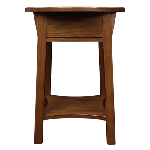 Leick Home Mission End Table, Solid Wood, 18 in. Round, 1 Storage Drawer, Bottom Shelf, Easy-Assembly, For Living Room/Bedroom, Russet, 18.0 in. Diameter x 24.0 in. H, 9056-RS