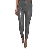 Mxssi PU Leder Lange Hosen Frauen Kunstleder Hosen PU Hosen Reißverschlüsse Plus Size PU Leder Capris Skinny Pants
