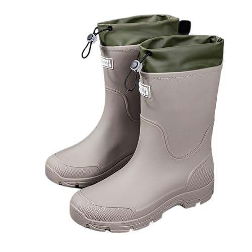 AKDJGFP Botas de Agua Botas de lluvia media caña for hombre, modernas y antideslizantes, for exteriores. Ligeras e impermeables(Camel,40)