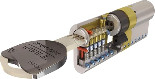 Miniatura 3 de Tesa Assa Abloy, Tk153030n, Cilindro De Alta Seguridad, Tk100, Doble Embrague, Leva Larga, Niquelado, 30 X 30 Mm