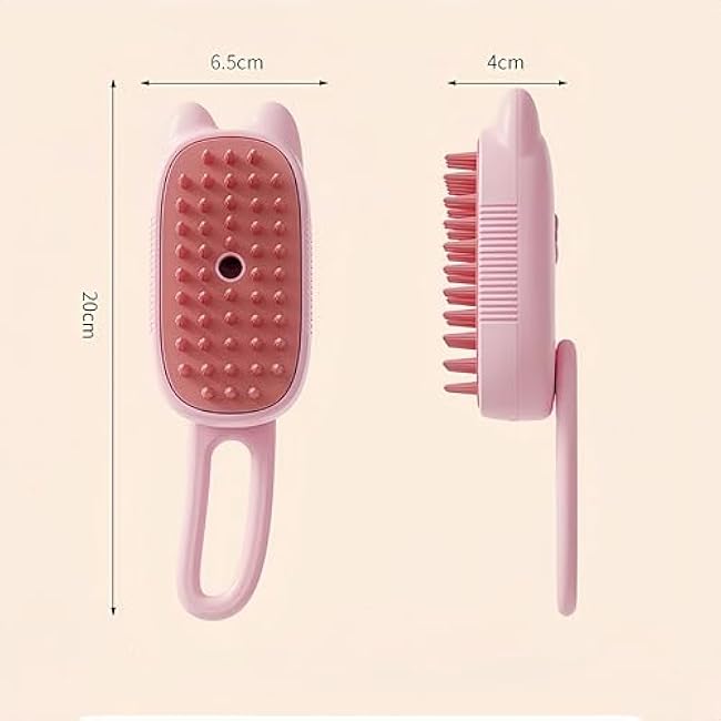 BoBow Pet Steam Brush for Dog & Cat ¨C 3-in-1 Spritz Pet Spray Hair Removal Comb ¨C Steam for Shedding & Grooming ¨C Water Brush for Long & Short Haired Pets ¨C Spritz Defur Comb (Pink)-ZpSfmqo7
