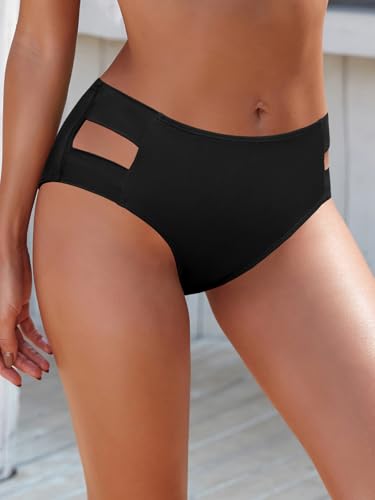 SHEKINI Swimsuit Bottoms for Women High Waisted Tummy Control Bikini Bottom Hollow Out Bathing Suit Briefs3