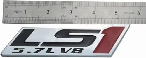 Image of 2pcs LS1 5.7 L V8 Engine Door Trunk Badge 3D Emblem Nameplate Sticker (Silver Red)