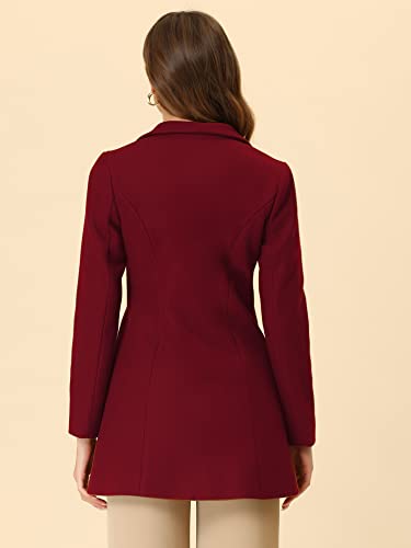 Allegra K Women's Lapel Collar Buttoned Outwear Elegant Work Notch Trench Winter Coats4