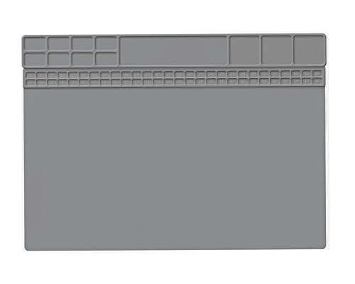 Soldering Mat Heat Resistant Board Large Soldering Station Kit Circuit Board Solder Holder Heat Gun Mat Pad Resistant 932°F Hobby Electronics Mat for Heat Gun Stained Glass Board 15.9 x 12 (Grey)