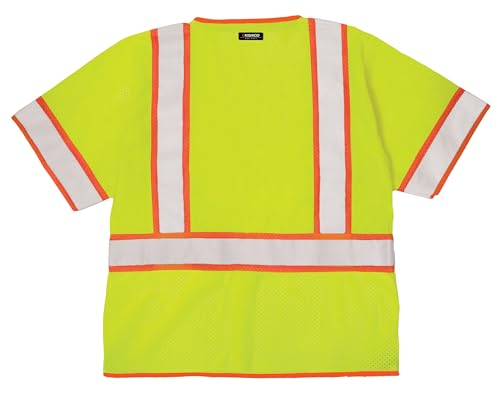 Kishigo 1242 Ultra-Cool Polyester Mesh Class 3 Surveyors Vest, Large, Lime