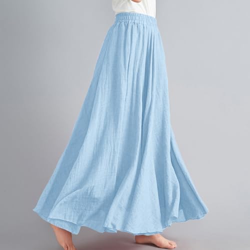 Cotton Linen A-Line Maxi Skirt for Women - Image 3