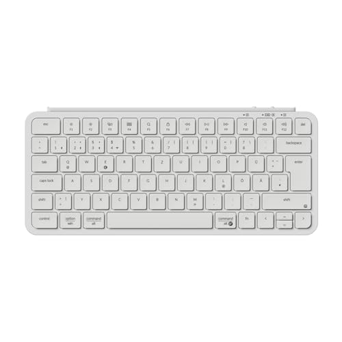 Keychron B1 Pro Ultra-Dünne Drahtlos-Tastatur, 75% DE-ISO-Layout 3 Moden 2.4GHz/Bluetooth/Wired ZMK-Customisierung Scherefuß-Tastendesign Tastendämpfung kompatibel mit Windows/Mac, Weiße