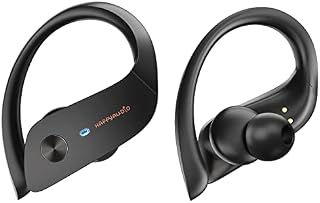 HAPPYAUDIO S3 Sportowe Słuchawki Douszne Bluetooth 5.3, Mikrofonem z Redukcją Szumów, Głęboki bas, 7 Godzin Pracy na Baterii, Ładowanie Bezprzewodowe, IPX6 Wodoodporny, Sterowanie Przyciskami