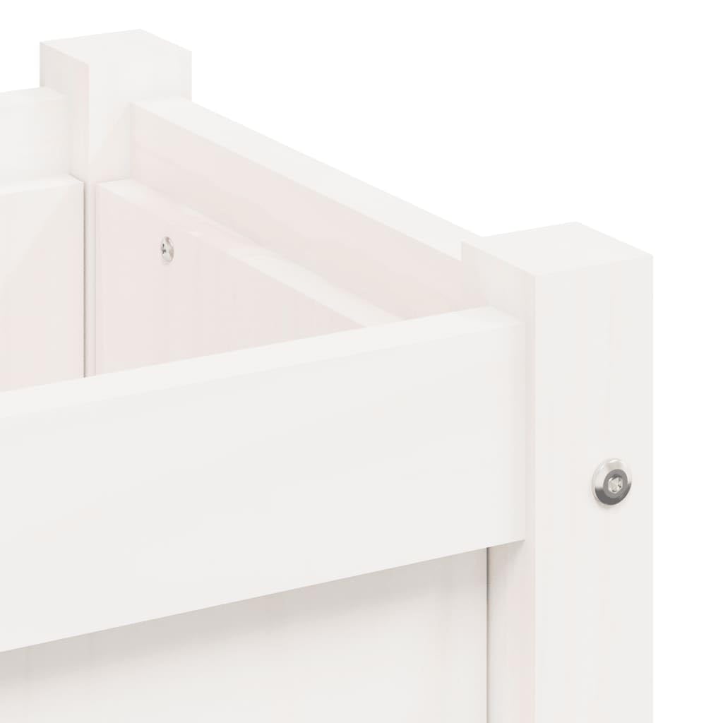Fioriera da Giardino in Legno Massello Bianca 110x31x70 cm | Letto rialzato per orto urbano su balcone o patio, ideale per piantare erbe aromatiche e fiori decorativi.