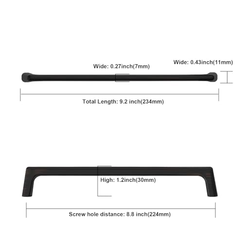 Image of 9BUILD 10 Pack Oil Rubbed Bronze Cabinet Pulls - 8.8 Inch Cabinet Handles - Bronze Kitchen Pulls & Drawer Handles