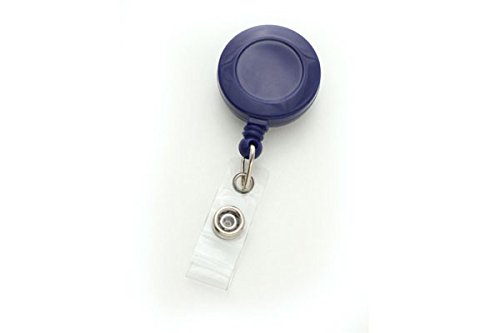 Brady People Id 2120-3032 Round Badge Reel with Clear Vinyl Strap and Belt Clip, Cord Length 34", 1-1/4" Size, Dark Blue (Pack of 25)