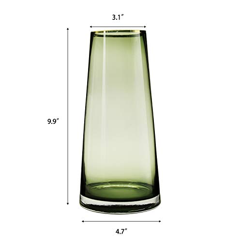Funsoba 10“ Green Glass Vase With Gold Mouth For Centerpieces Home Wedding Decoration #TOP4