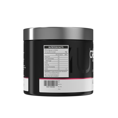 Image of Muscle Asylum Creatine Monohydrate Powder - Fruit Punch Flavor, 100g (25 Servings) | Pharmaceutical Grade Pre-Workout for Muscle Growth & Strength