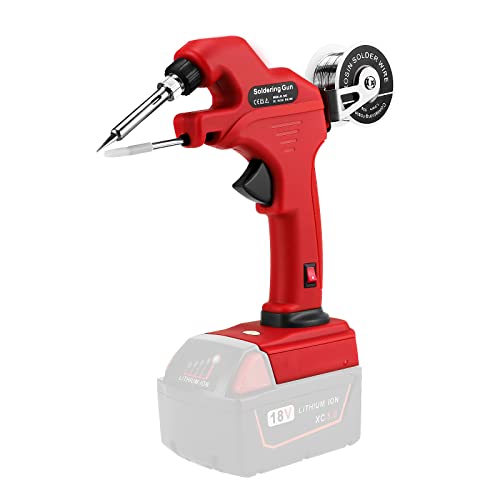 Rexlelxb Cordless Soldering Iron Kit, Suitable For Milwaukee M18 18V Li-Ion Battery,30W Soldering Gun With Ceramic Heater,30S Quick Preheat Soldering Iron With 50G 0.04" Solder For Repairing Welding #TOP7