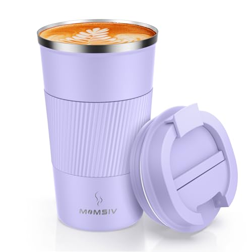 Image of MOMSIV 17oz Travel Mug, Insulated Coffee Cup with Leakproof Lid, Travel Coffee Mug Vacuum Stainless Steel Double Walled Reusable Coffee Cup for Hot and Cold Water Coffee