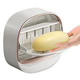 Jabonera montada en la pared, soporte para barra de baño, organizador de bandeja de drenaje, jabonera extraíble autodrenante para cocinas, lavandería, hogar, baños, fregaderos, área de lavado y ducha