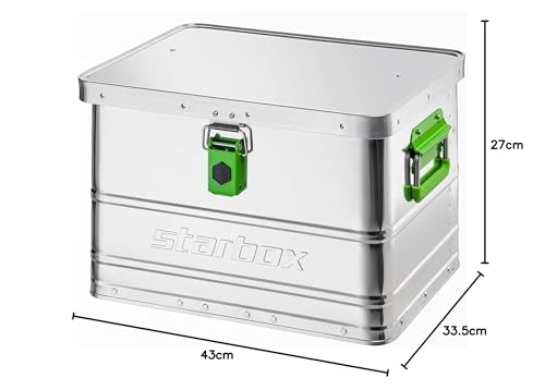 ALUTEC Aluminiumbox Starbox 30 (Inhalt 30 l, Außenmaße (LxBxH) 430 x 335 x 270 mm, staub-/spritzwassergeschützt, inkl. Fanbänder, Werkzeugbox, Aufbewahrungskiste, Gewicht 2,40 kg) 26030