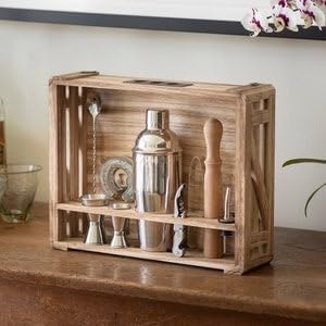Set de Coctelera de 12 Piezas con Soporte de Madera Rústico miniatura 3